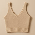 Yarnspresso — Beige Breeze V-Neck Crop Top