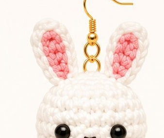 Mini Bunny Earring Crochet Pattern - finished earrings
