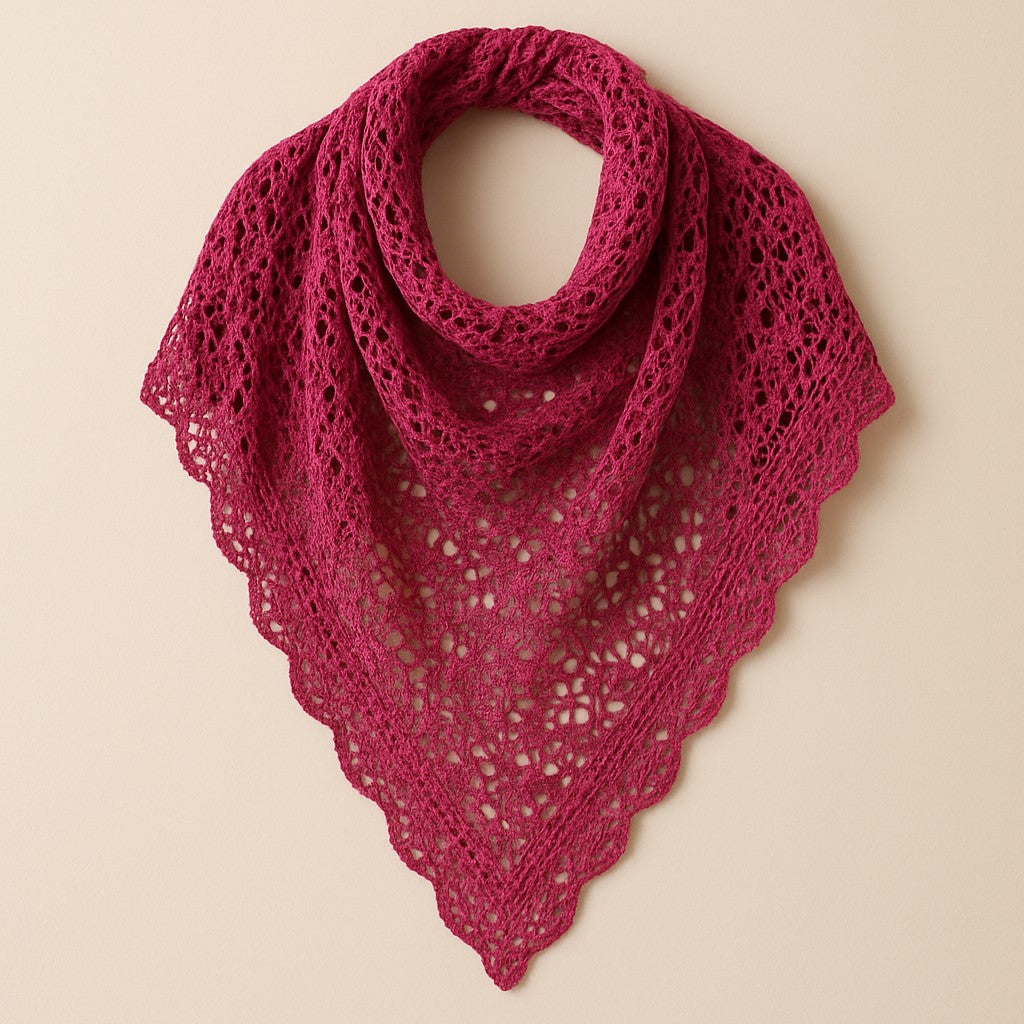 Yarnspresso — Fuchsia Breeze Boho Lace Shawl — Baby Dream Fuchsia Crochet Pattern