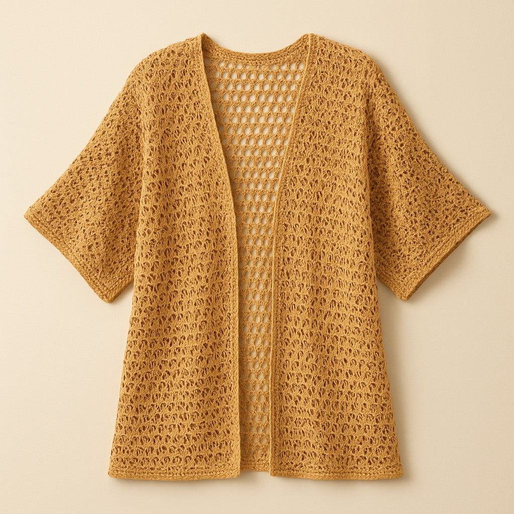Yarnspresso — Golden Sands Beach Kimono — Baby Dream Gold Crochet Pattern