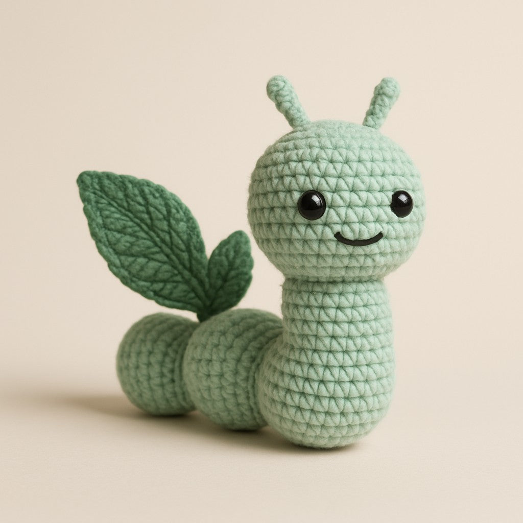 Yarnspresso — Leafy Bookworm Companion — Amigurumi Cotton Crochet Pattern