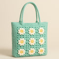 Yarnspresso — Mint Breeze Beach Tote with 3D Flower Granny Squares — Crochet Pattern