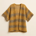 Yarnspresso — Sunset Waves Beach Kimono — Smart Sock Yellow, Gold, Grey, Brown Knitting Pattern