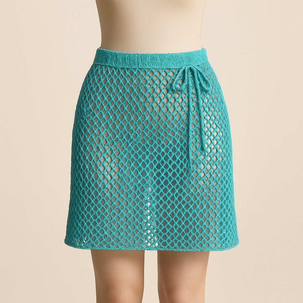Yarnspresso — Turquoise Mesh Beach Skirt Cover-up — Knitting Pattern